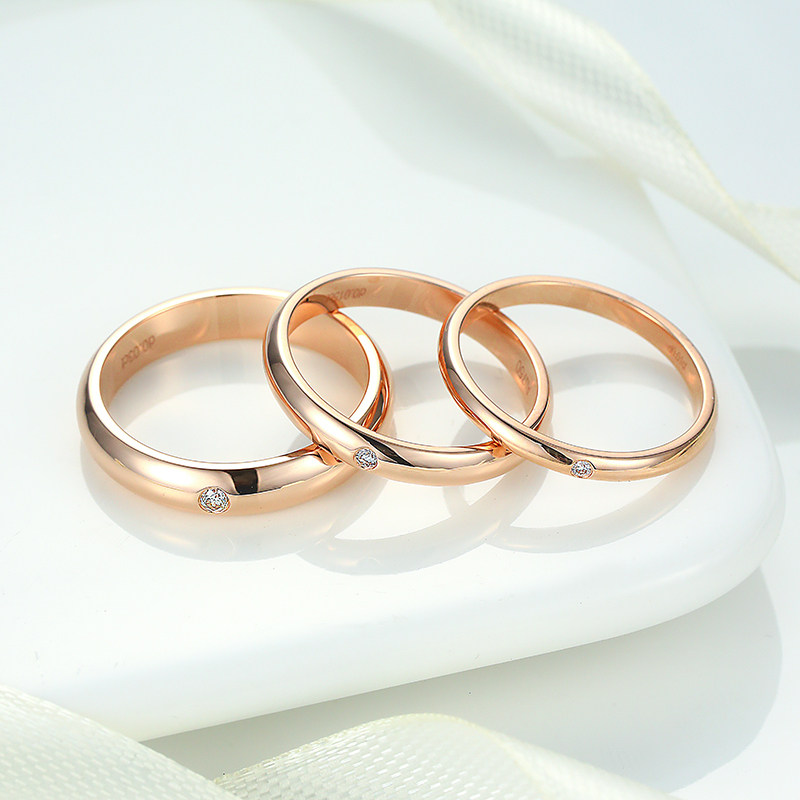 18K白黄金钻石情侣对戒PT950戒指玫瑰金铂金钻戒求婚结婚订婚男女