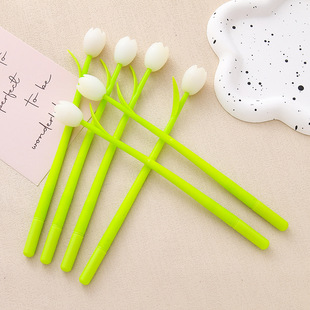 创意文具郁金香中性笔可爱变色花朵造型黑色水笔学生奖品礼物笔