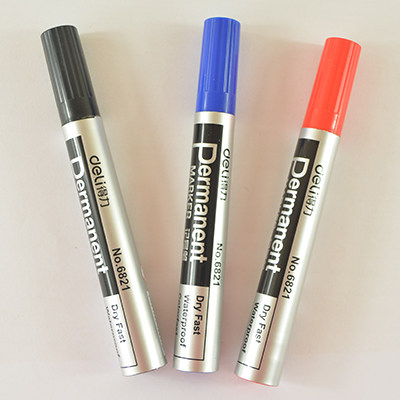 得力文具办公用品油性记号笔马克笔擦不掉 粗头物流笔大号 6821