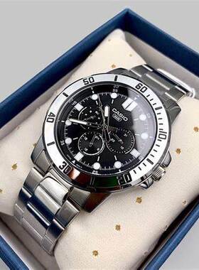 Casio卡西欧手表男商务简约风钢带三眼指针石英腕表MTP-VD300D-1E