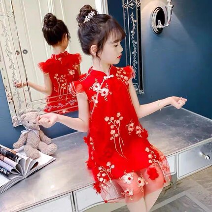 女童连衣裙2026新款夏装儿童旗袍夏季裙子洋气女孩中国风公主汉服