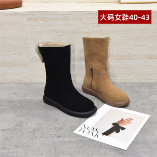 女鞋 牛绒平底雪地靴245 新款 217 43大丫丫优选宽胖脚肥冬季 大码