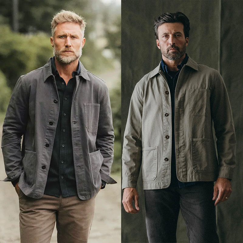 重工水洗！有机棉！春秋多口袋法式复古ojai工装夹克外套男士