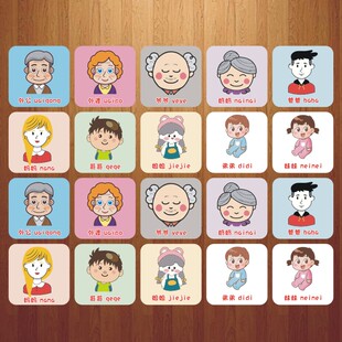 爸爸妈妈毛巾标签牙刷洗漱杯子家庭成员宝贝专属区分PVC不干胶贴M