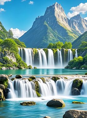 超美瀑布山水风景画客厅卧室出租房沙发床头背景海报定不干胶贴纸