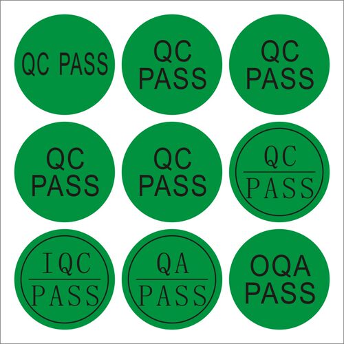 包邮绿QCPASS圆形不干胶标签