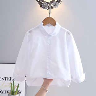 卡立洛女童毛衣春季2025新款粉色儿童春装女孩白色衬衫背心两件套