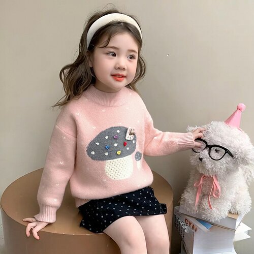女童毛衣儿童冬装2025新款中大童针织打底衫加绒加厚保暖洋气上衣