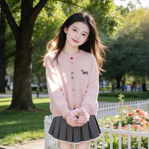 女童毛衣开衫春秋2026新款洋气儿童针织衫外套薄款韩版小女孩上衣