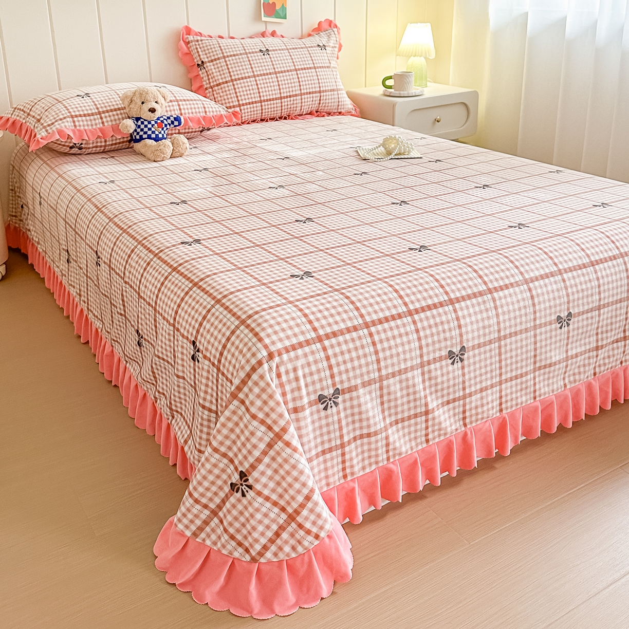 花边款牛奶绒床单单件冬季绒面加厚保暖宝宝绒加厚床单枕套三件套