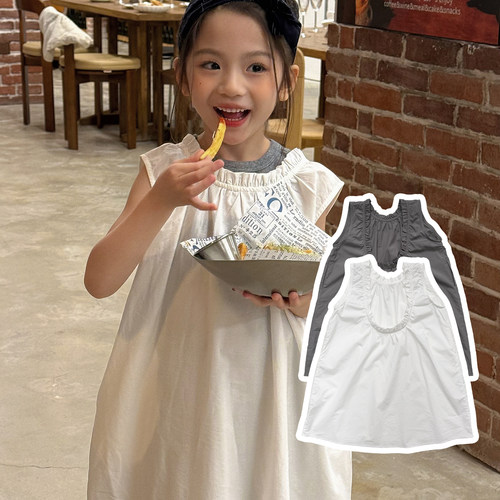 日系风U字花边露背无袖背心裙