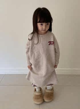digreen冬季加绒宽松后开叉裙子
