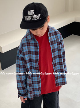 article▲BabyWe韩国代购童装男童miu系撞色格子秋冬时髦纯棉衬衫