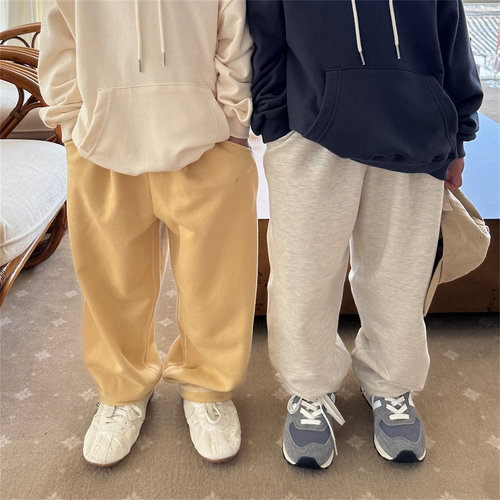 奶油色明线侧条亲肤毛圈休闲卫裤