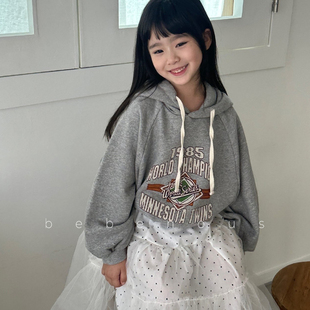 hans▲BabyWe韩国代购童装春秋儿童美式字母休闲feel百搭连帽卫衣