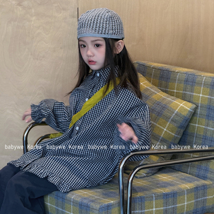 包邮▶bebenous主理人品牌26春季盐系女孩花边格子衬衫儿童衬衣