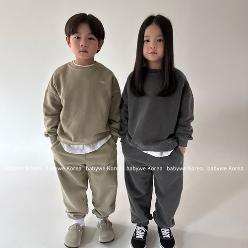 阿美咔叽高定洗色儿童卫衣裤套装