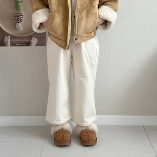 ellymolly▲BabyWe韩代童装儿童冬季刷绒灯芯绒直筒休闲长裤子