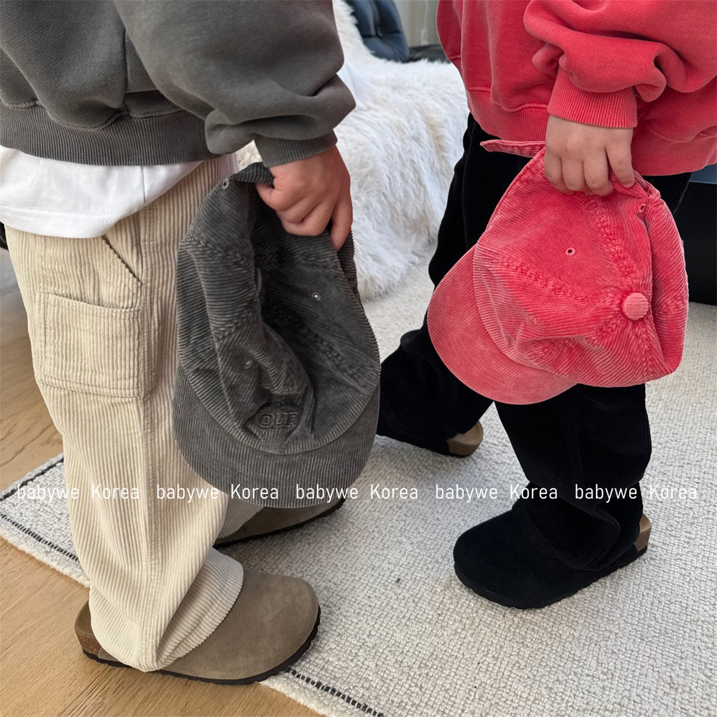 OUR▶BabyWe韩国代购儿童复古洗色灯芯绒logo字母博主穿搭鸭舌帽,童装/婴儿装/亲子装,帽子,淘宝优惠券,粉丝福利购,淘宝优惠卷