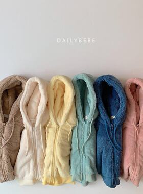 dailybebe冬季加厚绒衫亲子帽衫