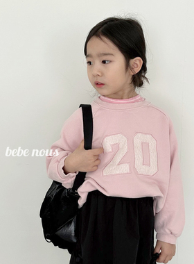 Hans▲BabyWe韩国童装女童春秋款纯棉甜美蕾丝拼接卫衣套头上衣