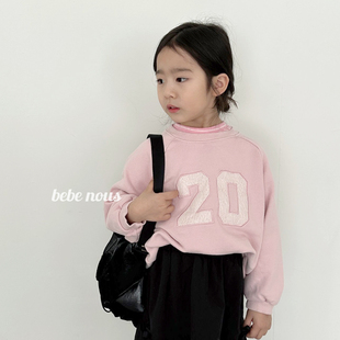 Hans▲BabyWe韩国童装女童春秋款纯棉甜美蕾丝拼接卫衣套头上衣