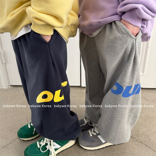 OUR撞色logo松紧收口宽松卫裤