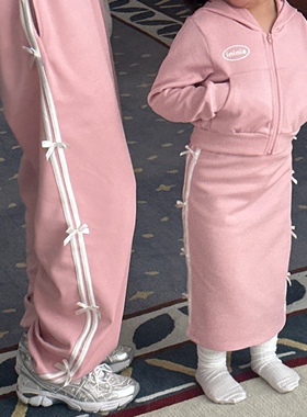 bebenous▲主理人品牌春季亲子修身弹力蝴蝶结帽衫外套包臀裙套装