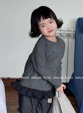 包邮▶bebenous主理人品牌叠穿神器女童花边条纹纯色内搭打底衫t