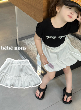 bebenous▲BabyWe夏季女童蝴蝶结薄款气球裙白色可爱甜美百搭短裙