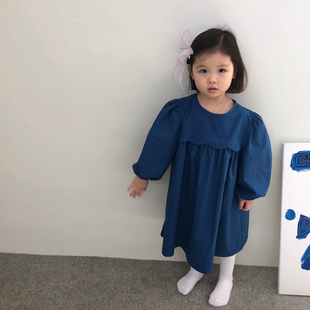 FJ▶BabyWe韩国代购童装女童春秋季宫廷袖纯棉长袖宽松复古连衣裙