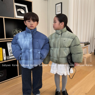 OUR▶BabyWe韩国代购冬季高街感渐变洗色超轻贝果手塞棉棉服外套