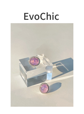 通体纯银粉色星光蓝宝耳钉小众原创设计师耳饰