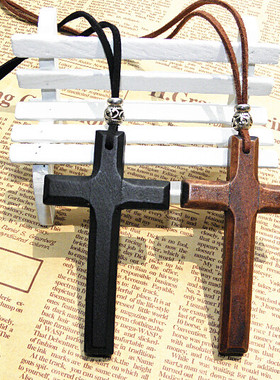 手工原创双层十字架文艺风毛衣链