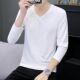 纯色秋衣外穿V领打底衫 T恤鸡心领百搭内衣服长轴秋衫 长袖 男士