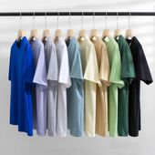 200g纯色重磅短袖 T恤男女纯色圆领正肩宽松白色打底衫 体恤