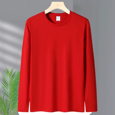 本命年红色纯色长袖T恤男