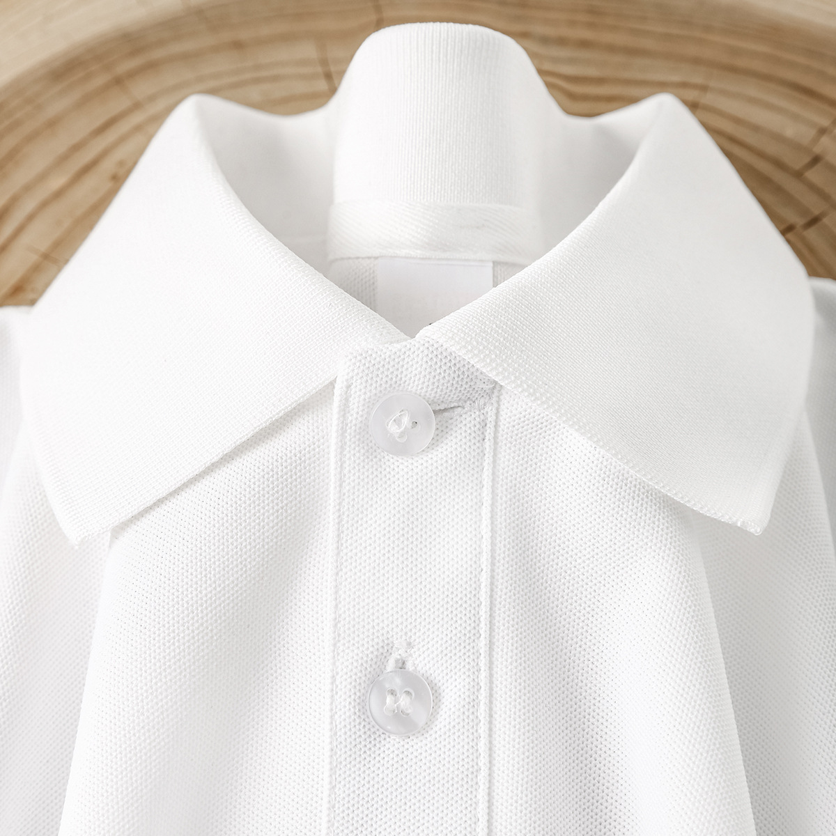 珠地棉长袖白色polo衫t恤