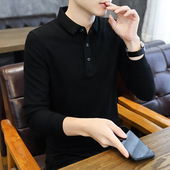 翻领T恤青年小码 男装 S瘦小个子POLO衫 2026春秋休闲潮流长袖 修身