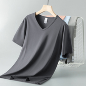 体恤衫 短袖 V领纯色上衣服凉感透气半袖 夏季 t恤男装