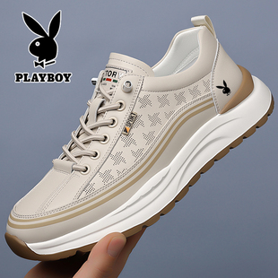 板鞋 花花公子男鞋 软底百搭潮真皮透气运动休闲小白鞋 2025新款 秋季