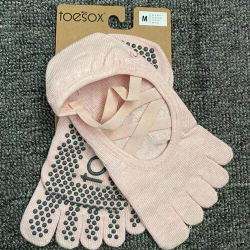 TOESOX瑜伽袜子交叉带普拉提专业五趾袜分趾防滑男女运动纯棉秋冬