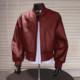 美式 痞帅高级感夹棉加厚棉服夹克 复古红色机车皮衣外套男秋冬短款