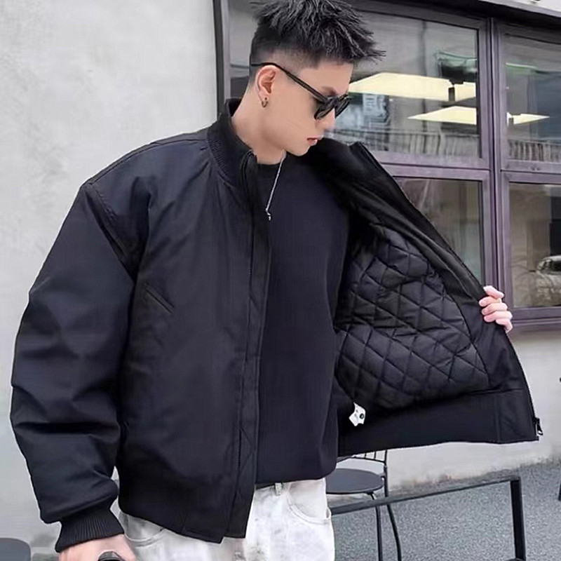 美式高街廓形飞行夹克棉服男女秋冬潮牌加厚保暖短款工装棉衣外套