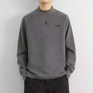 双面德绒打底衫男士秋冬半高领加绒卫衣保暖内搭秋衣加厚长袖t恤