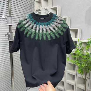 t恤男宽松纯棉半袖 短袖 上衣服百搭痞帅体恤 重磅刺绣美式 2026新款