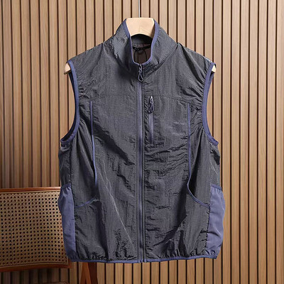 机能工装马甲男拼色薄款无袖外套