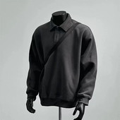 polo衫 2025新款 长袖 重磅美式 男士 加绒卫衣春秋季 纯色男装 上衣外套