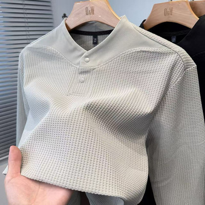 华夫格亨利领重磅卫衣加绒长袖