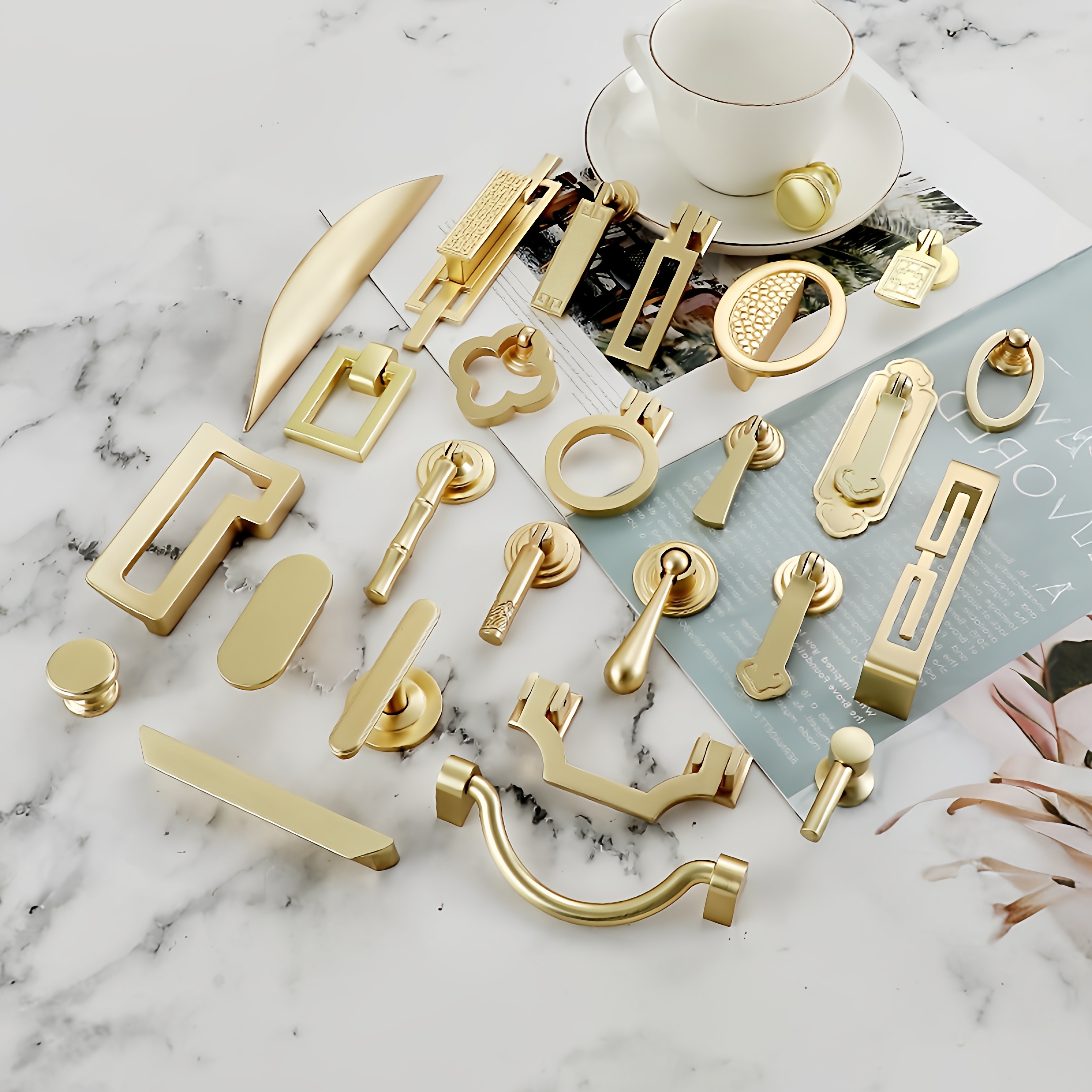 新中式金拉丝圆形小拉手